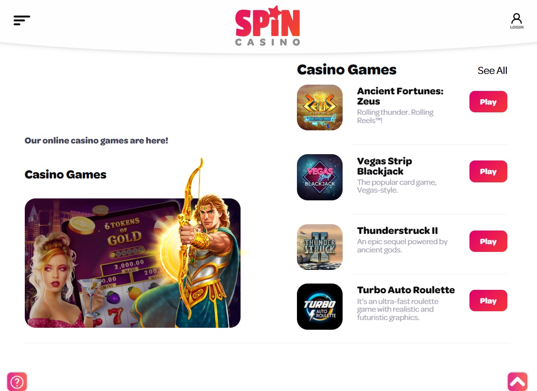 Spin Casino Screenshot 2