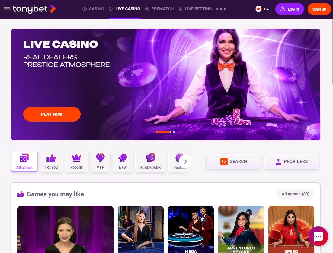 TonyBet Casino Screenshot 2