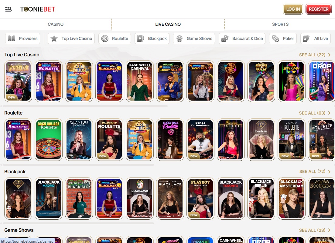 TooNieBet Casino Screenshot 2