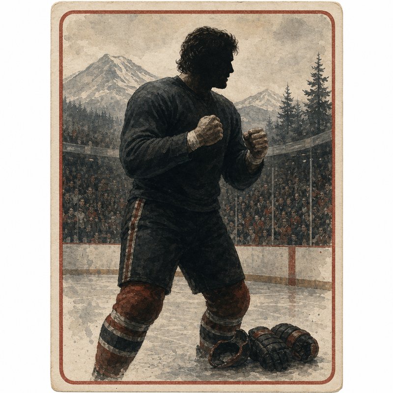 Editorial portrait of NHL enforcer Donald Brashear in fighting stance